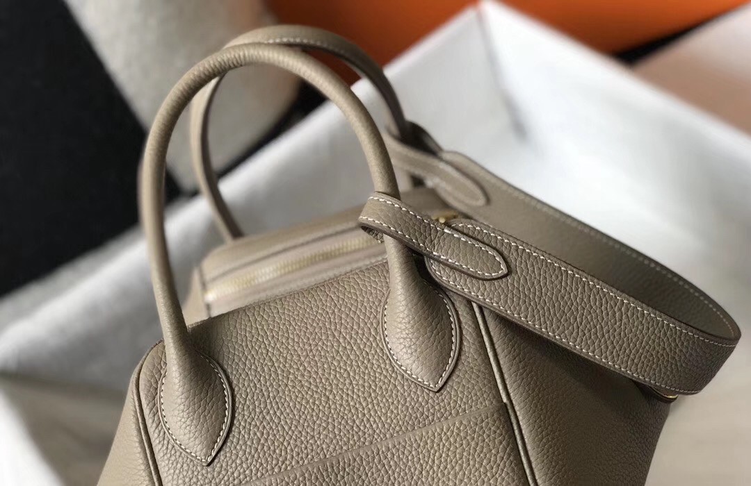 Hermes Lindy 30cm Bag In Grey Clemence Leather