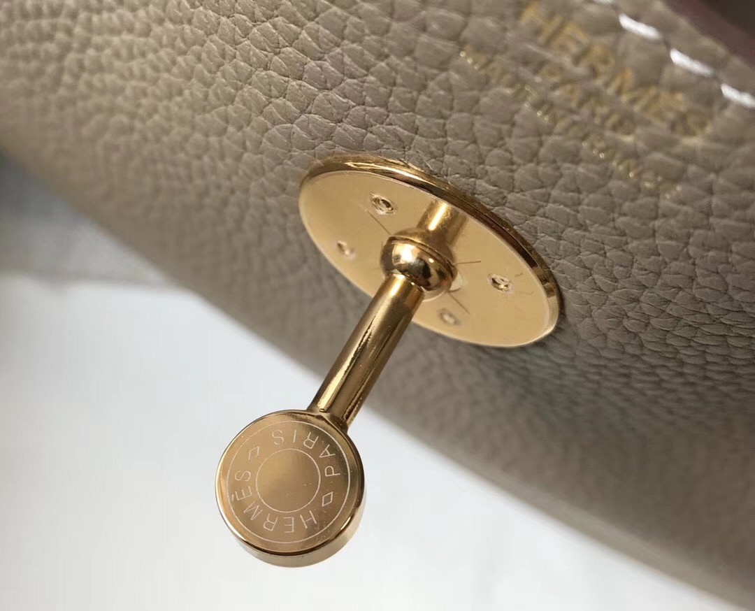 Hermes Lindy 30cm Bag In Grey Clemence Leather