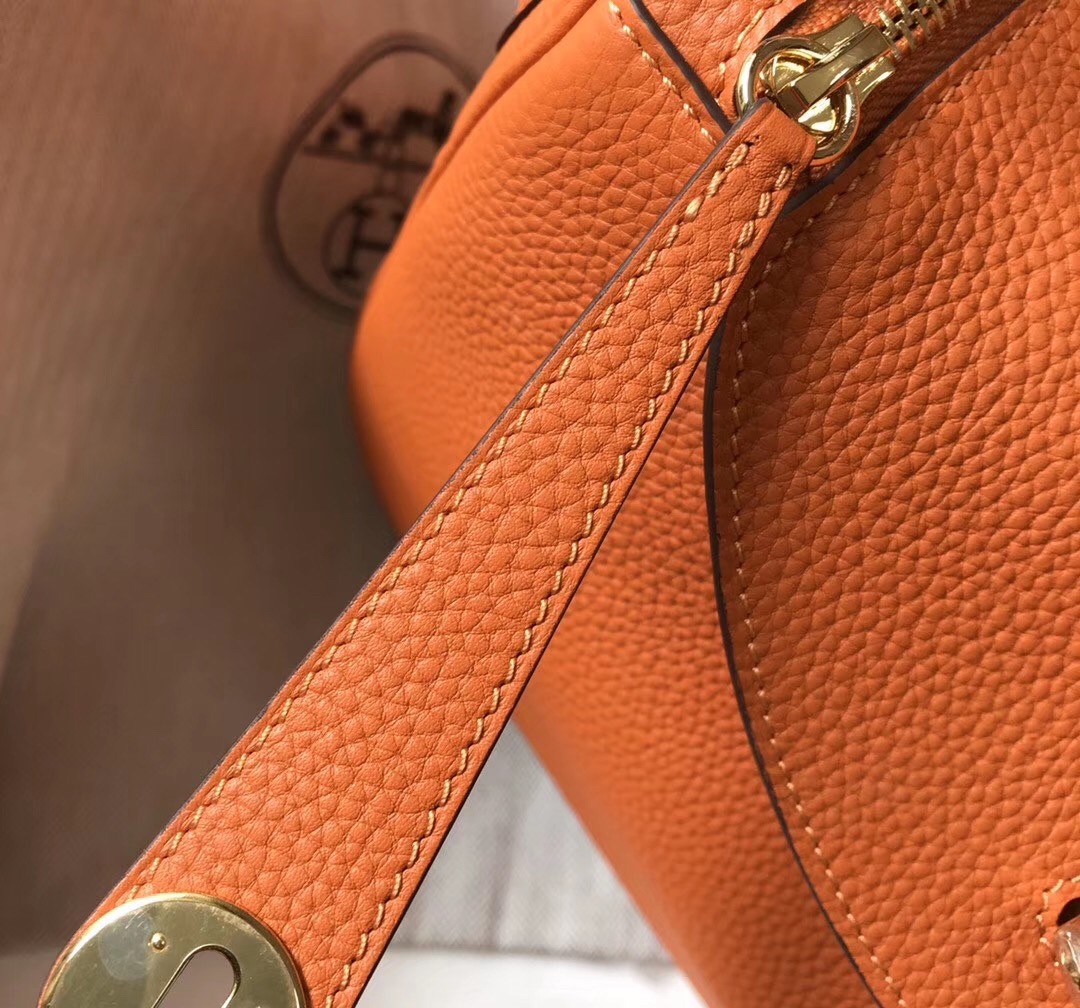 Hermes Lindy 30cm Bag In Orange Clemence Leather