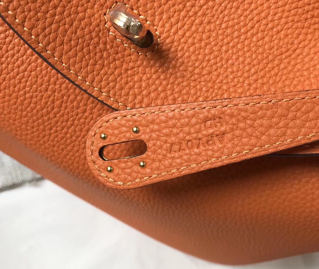 Hermes Lindy 30cm Bag In Orange Clemence Leather