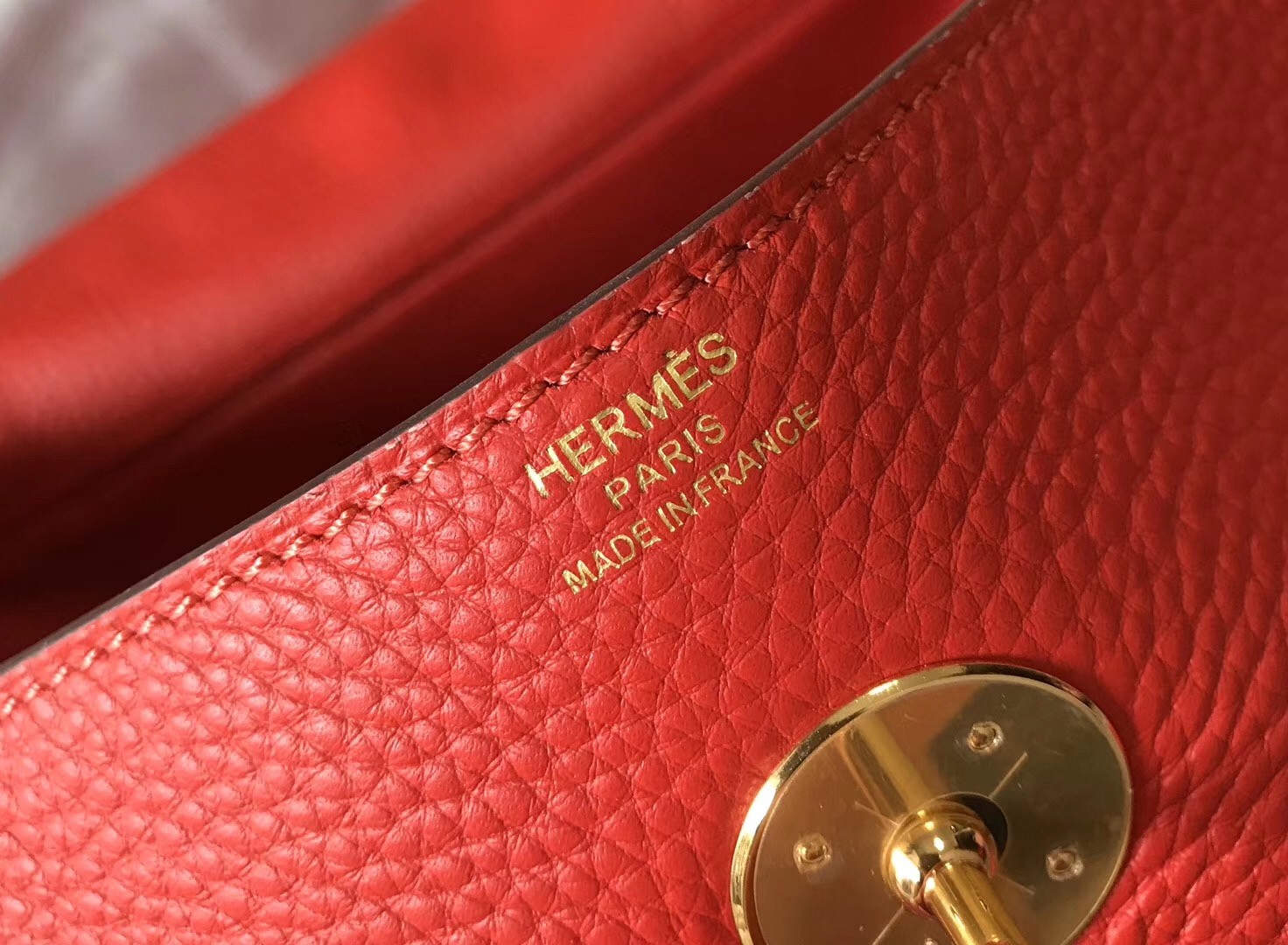 Hermes Lindy 30cm Bag In Red Clemence Leather