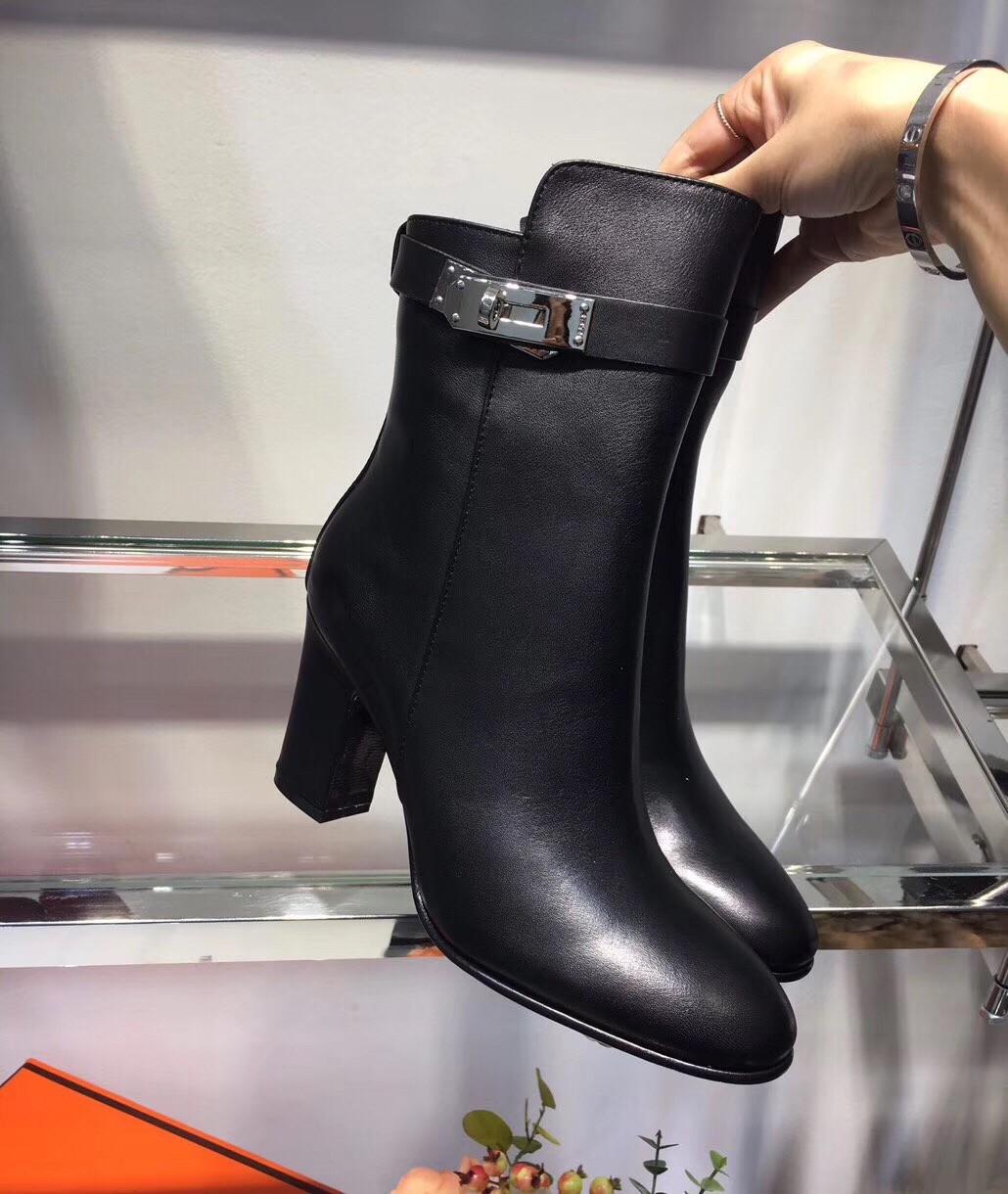 Hermes Noir Joueuse Ankle Boots