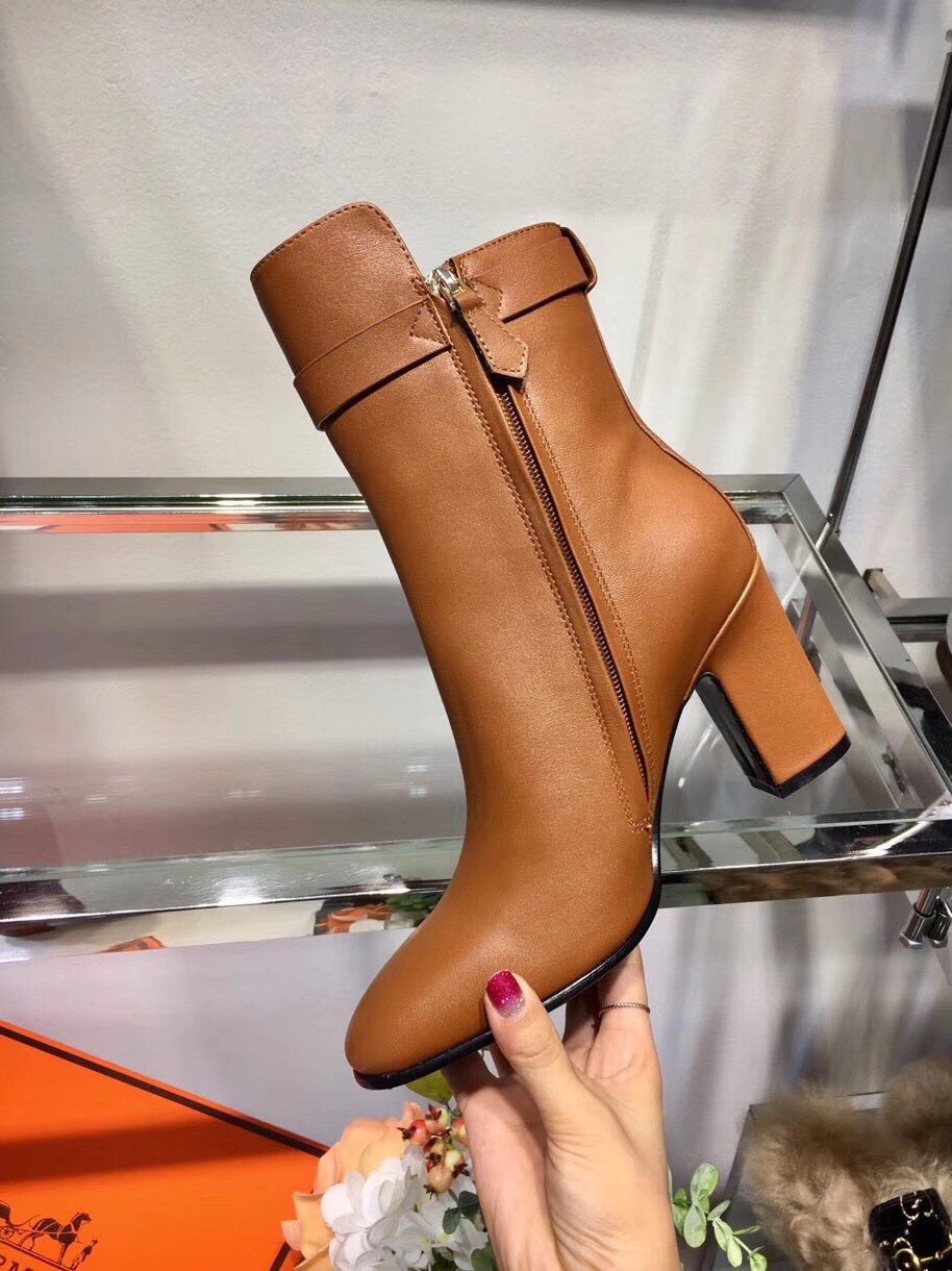 Hermes Camel Joueuse Ankle Boots
