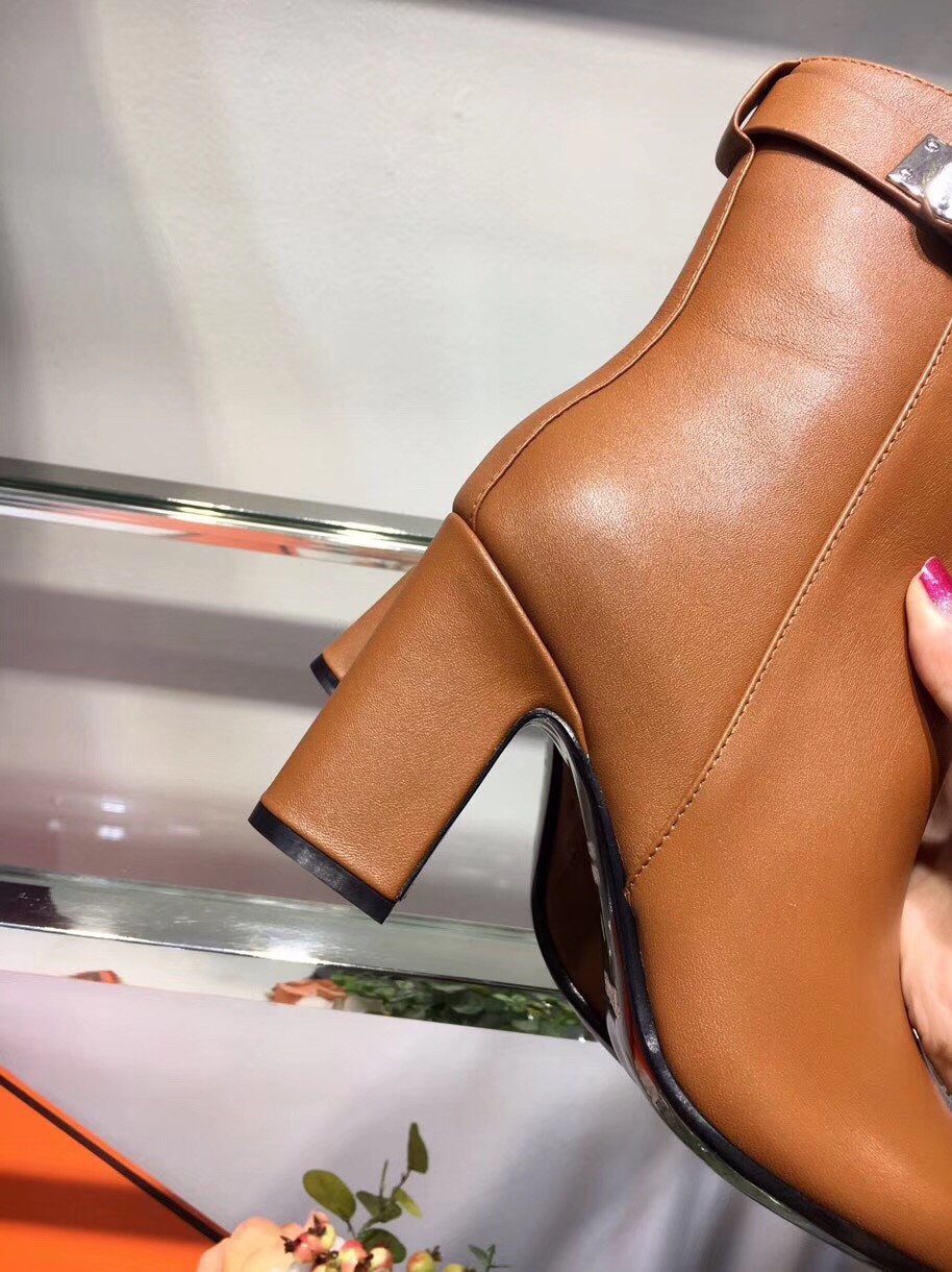 Hermes Camel Joueuse Ankle Boots