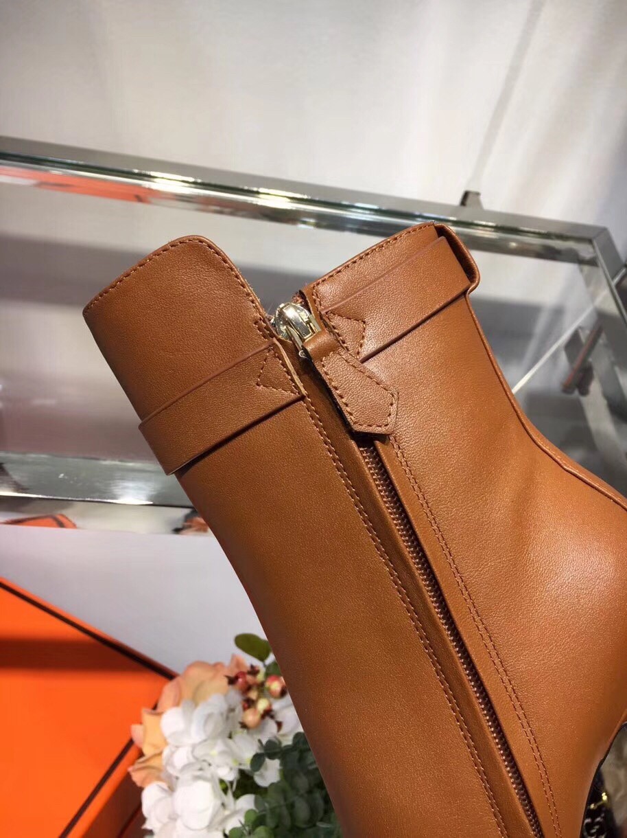 Hermes Camel Joueuse Ankle Boots