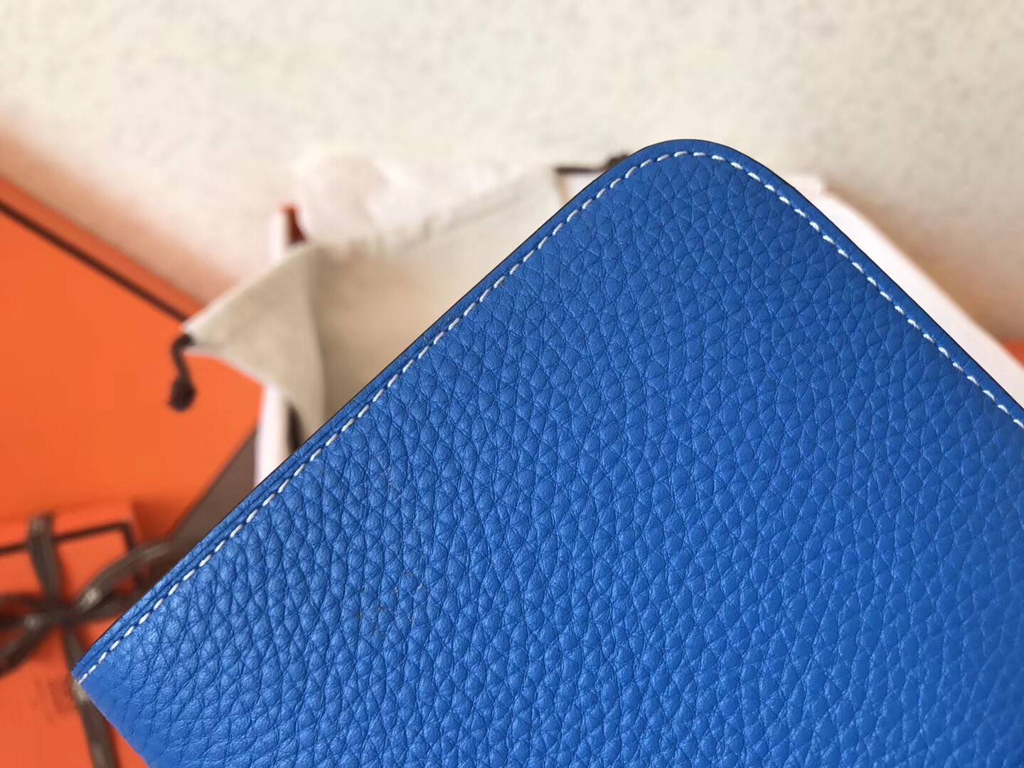 Hermes Bicolor Dogon Duo Wallet In Blue/Piment Leather