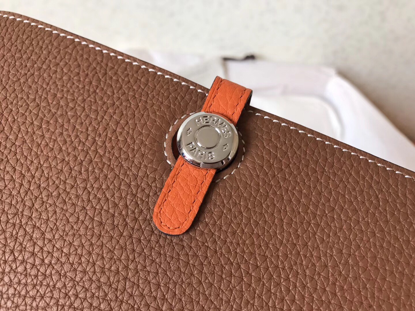 Hermes Bicolor Dogon Duo Wallet In Brown/Orange Leather