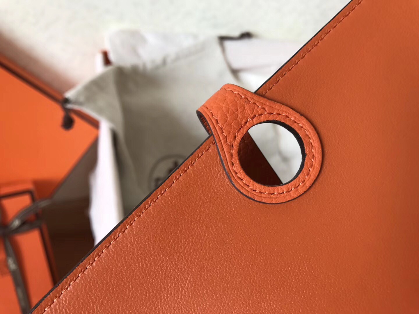 Hermes Bicolor Dogon Duo Wallet In Jean/Orange Leather