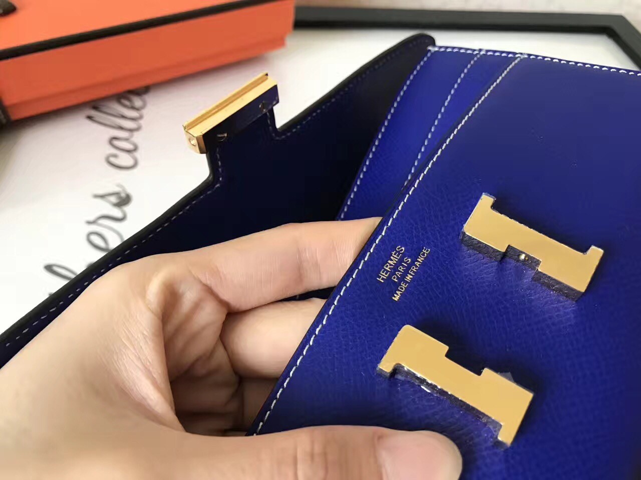 Hermes Blue Electric Epsom Constance Long Wallet