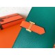 Hermes Bi-Color Epsom Bearn Wallet Malachite/Orange