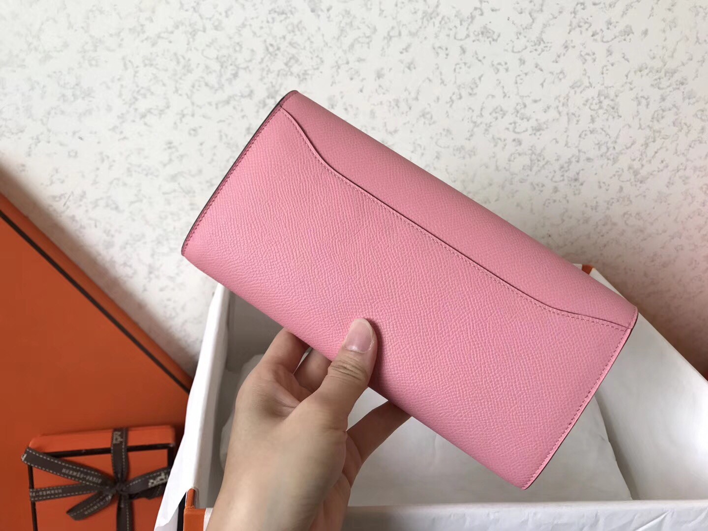 Hermes Pink Epsom Constance Long Wallet