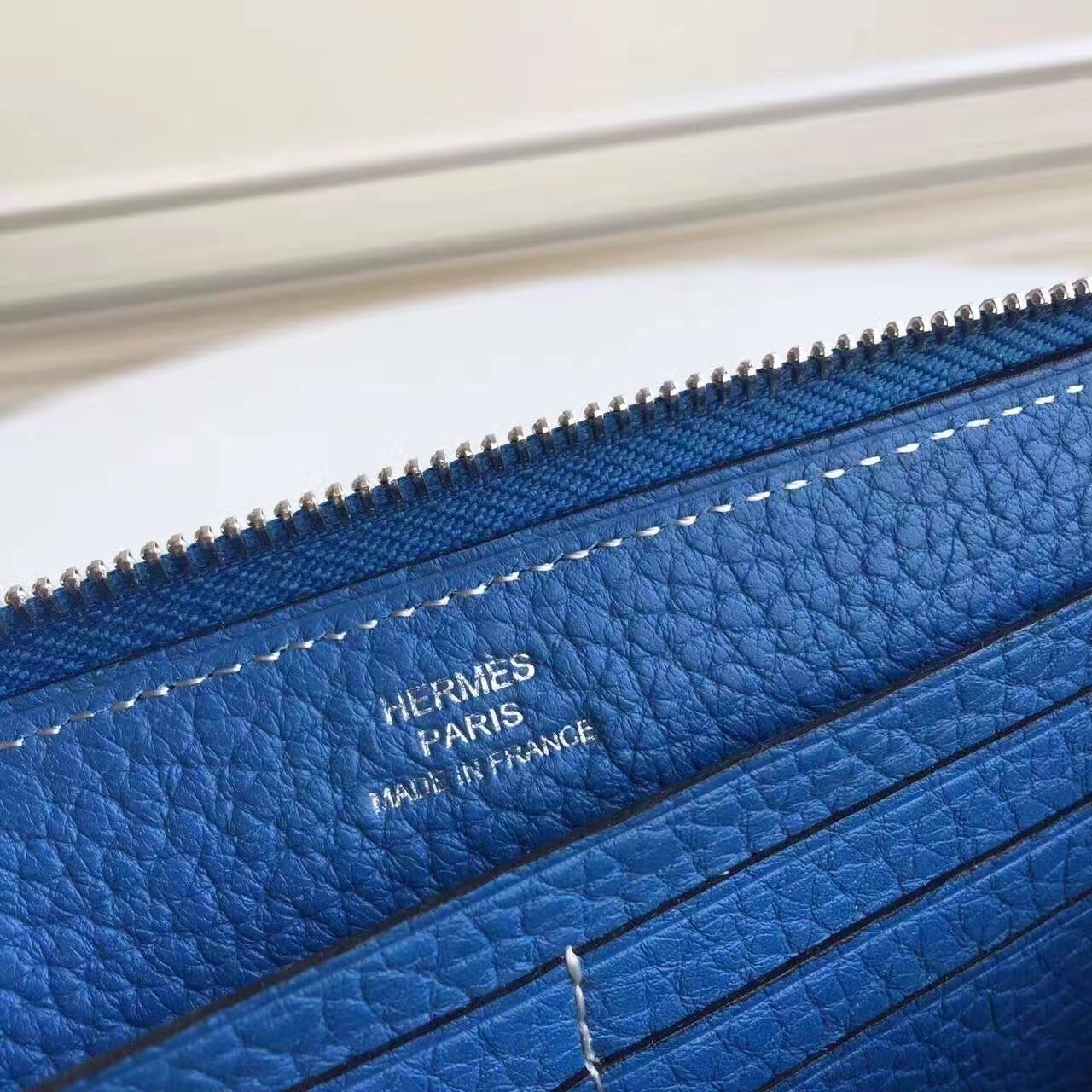 Hermes Blue Clemence Azap Zipped Wallet