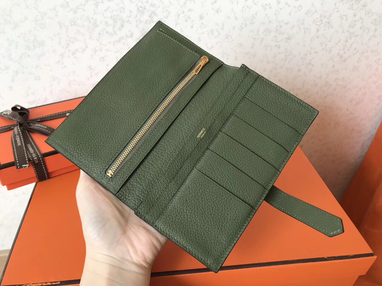 Hermes Canopee Clemence Bearn Gusset Wallet