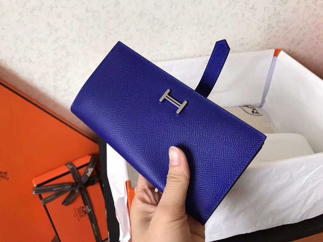 Hermes Blue Electric Epsom Bearn Gusset Wallet