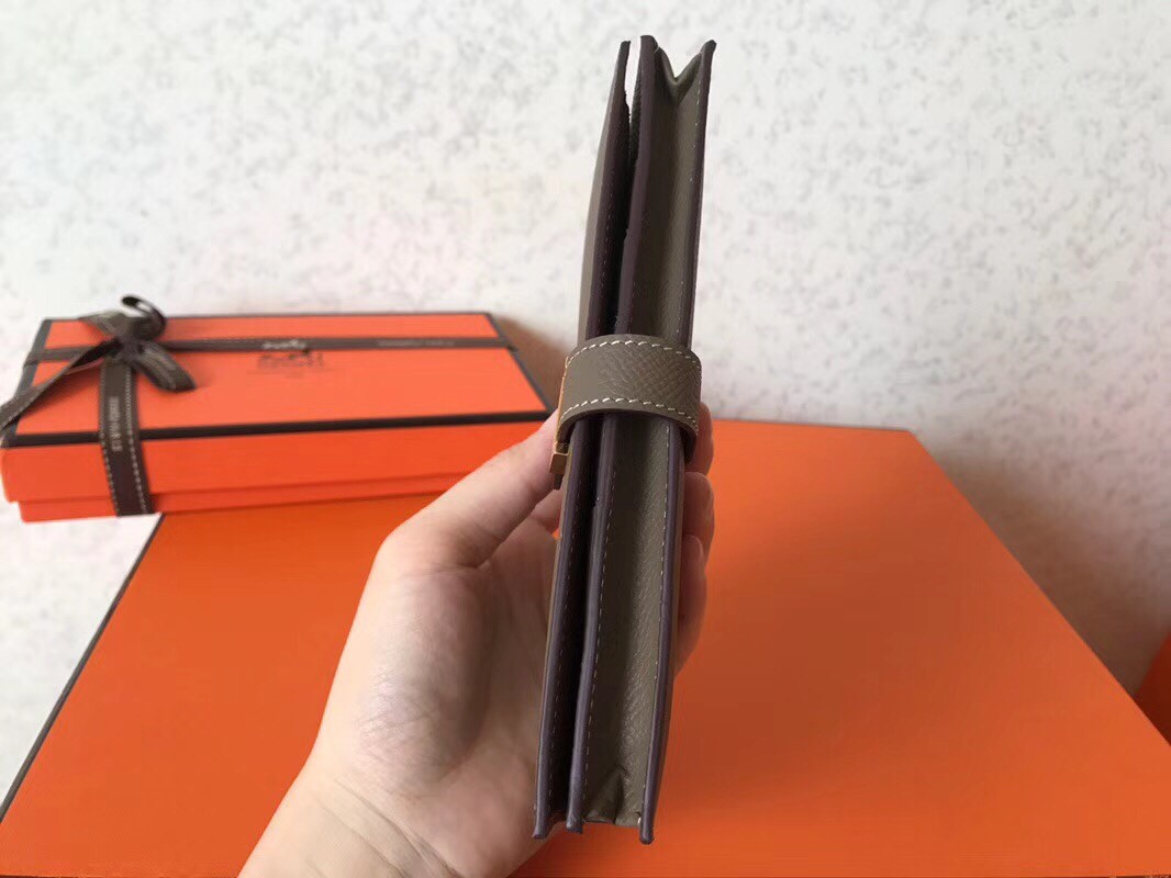 Hermes Taupe Epsom Bearn Gusset Wallet