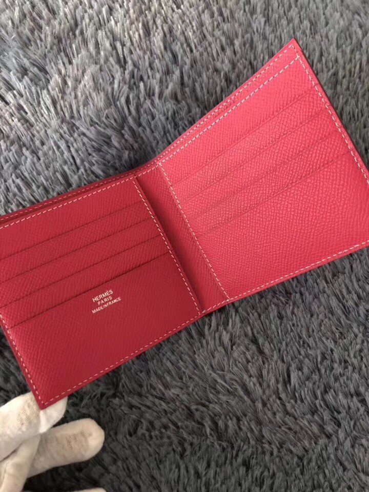 Hermes Rose Red MC² Copernic Compact Wallet