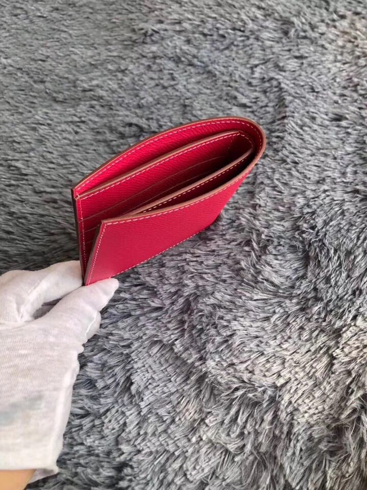 Hermes Rose Red MC² Copernic Compact Wallet