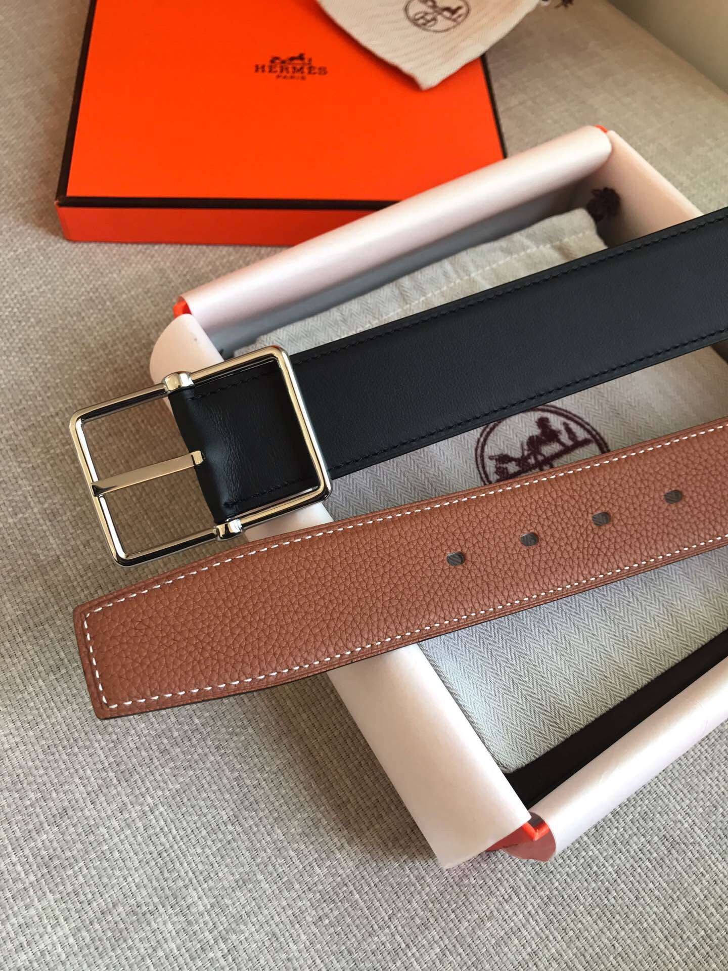 Hermes Brown Saddle 38MM Reversible Belt