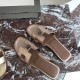 Hermes Oran Sandals In Champagne Swift Leather