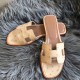 Hermes Oran Sandals In Beige Ostrich Leather