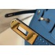 Hermes Birkin 25cm Bag In Blue Agate Clemence Leather