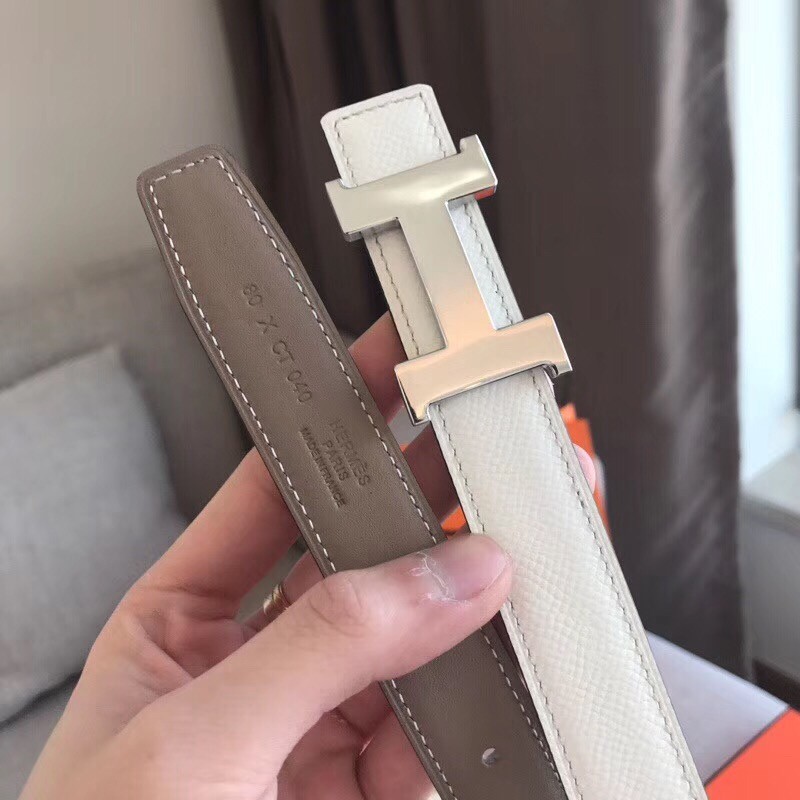 Hermes Mini Constance Belt Buckle & White Epsom 24 MM Strap