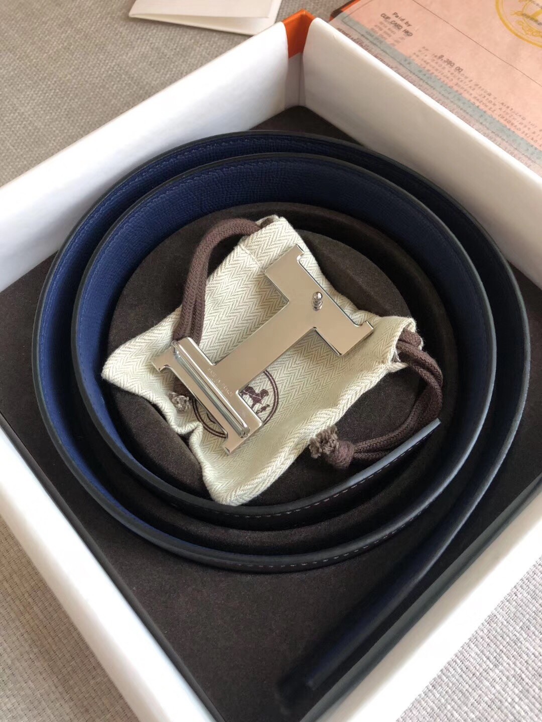 Hermes Constance Belt Buckle & Blue Epsom 38 MM Strap
