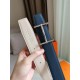 Hermes H d'Ancre Reversible Belt In Blue/White Epsom Leather