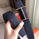 Hermes H d'Ancre Reversible Belt In Sapphire/Ardoise Leather