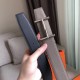 Hermes H d'Ancre Reversible Belt In Grey/Noir Leather
