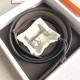 Hermes H d'Ancre Reversible Belt In Grey/Noir Leather