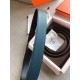 Hermes Quizz 32mm Reversible Belt In Blue Clemence Leather