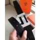 Hermes Quizz 32mm Reversible Belt In Blue Clemence Leather