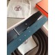 Hermes Quizz 32mm Reversible Belt In Blue Clemence Leather