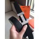 Hermes Quizz 32mm Reversible Belt In Blue Clemence Leather