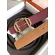 Hermes Pad Reversible Belt In Ruby/Brown Epsom Leather