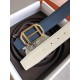 Hermes Pad Reversible Belt In Blue/White Epsom Leather
