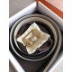 Hermes Pad Reversible Belt In Blue/White Epsom Leather
