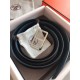 Hermes Officier Reversible 38mm Belt In Blue Clemence Leather