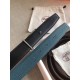 Hermes Officier Reversible 38mm Belt In Blue Clemence Leather