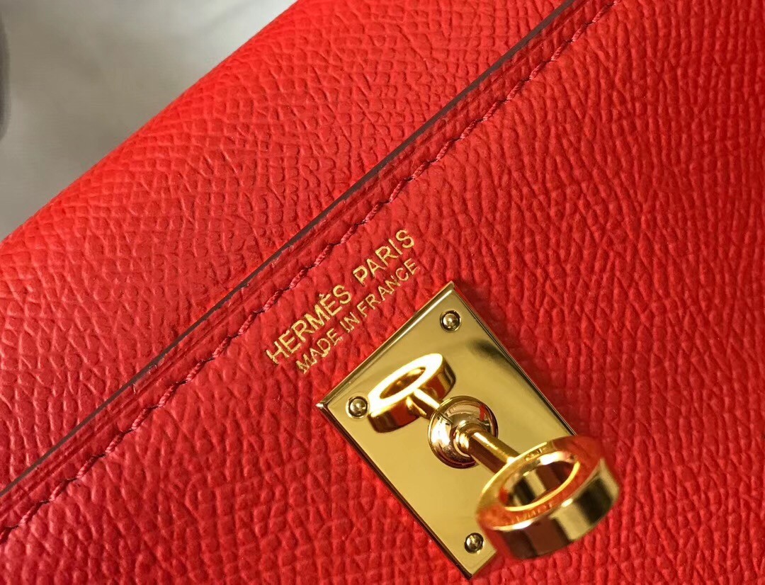 Hermes Kelly Mini II Bag In Rouge Casaque Epsom Leather