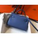 Hermes Kelly Mini II Sellier Handmade Bag In Bleu Saphir Epsom Calfskin