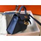 Hermes Kelly Mini II Sellier Handmade Bag In Bleu Saphir Epsom Calfskin