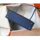 Hermes Kelly Mini II Sellier Handmade Bag In Bleu Saphir Epsom Calfskin