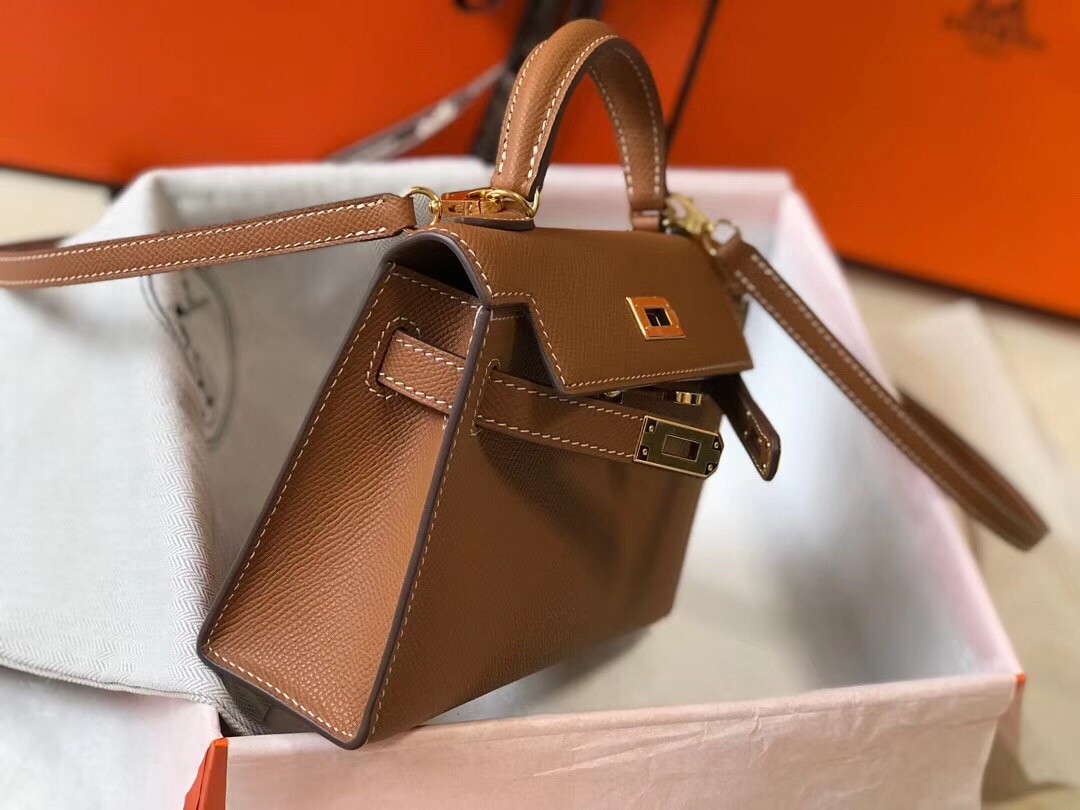 Hermes Kelly Mini II Bag In Gold Epsom Leather