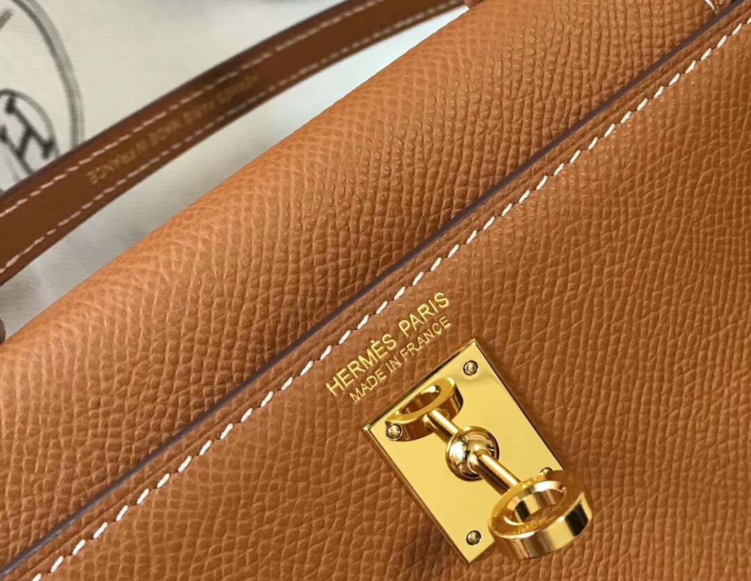 Hermes Kelly Mini II Bag In Gold Epsom Leather