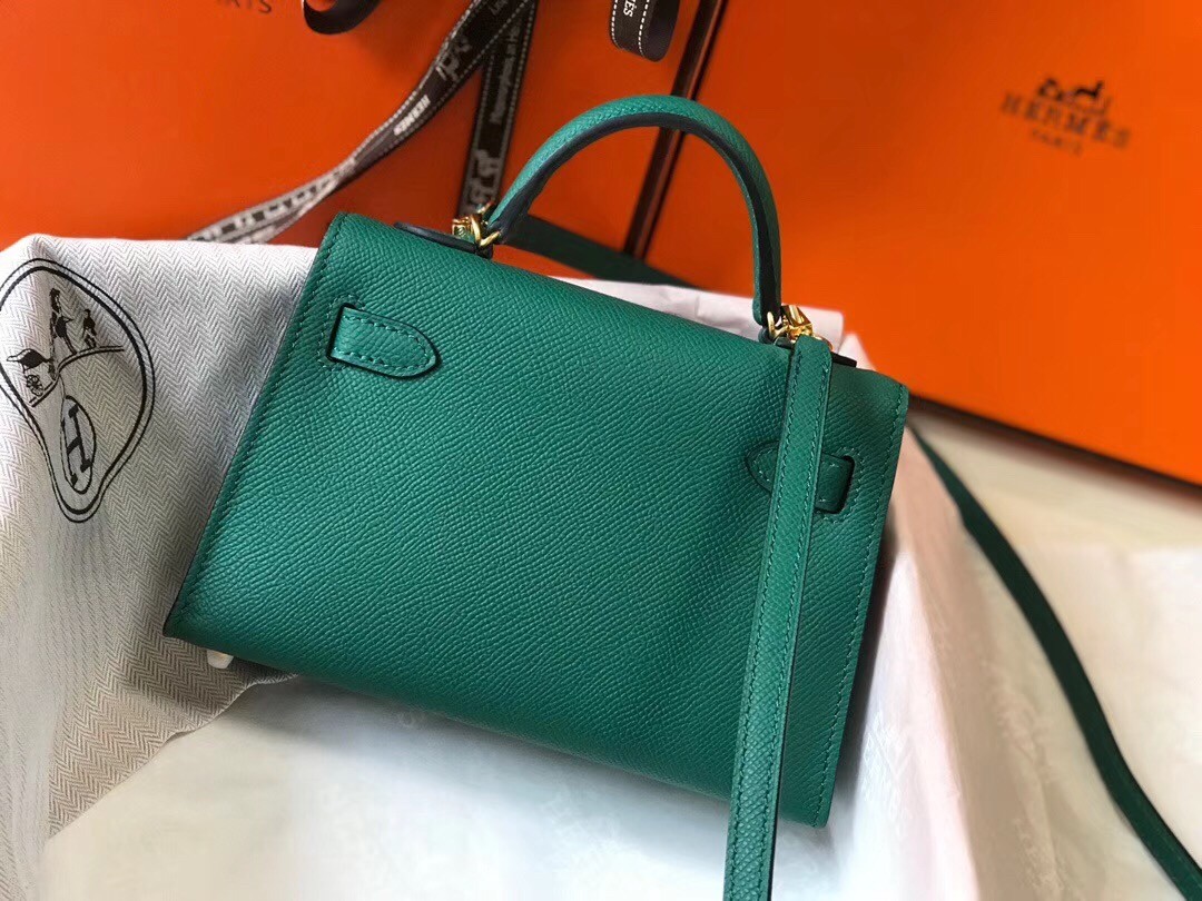 Hermes Kelly Mini II Bag In Malachite Epsom Leather