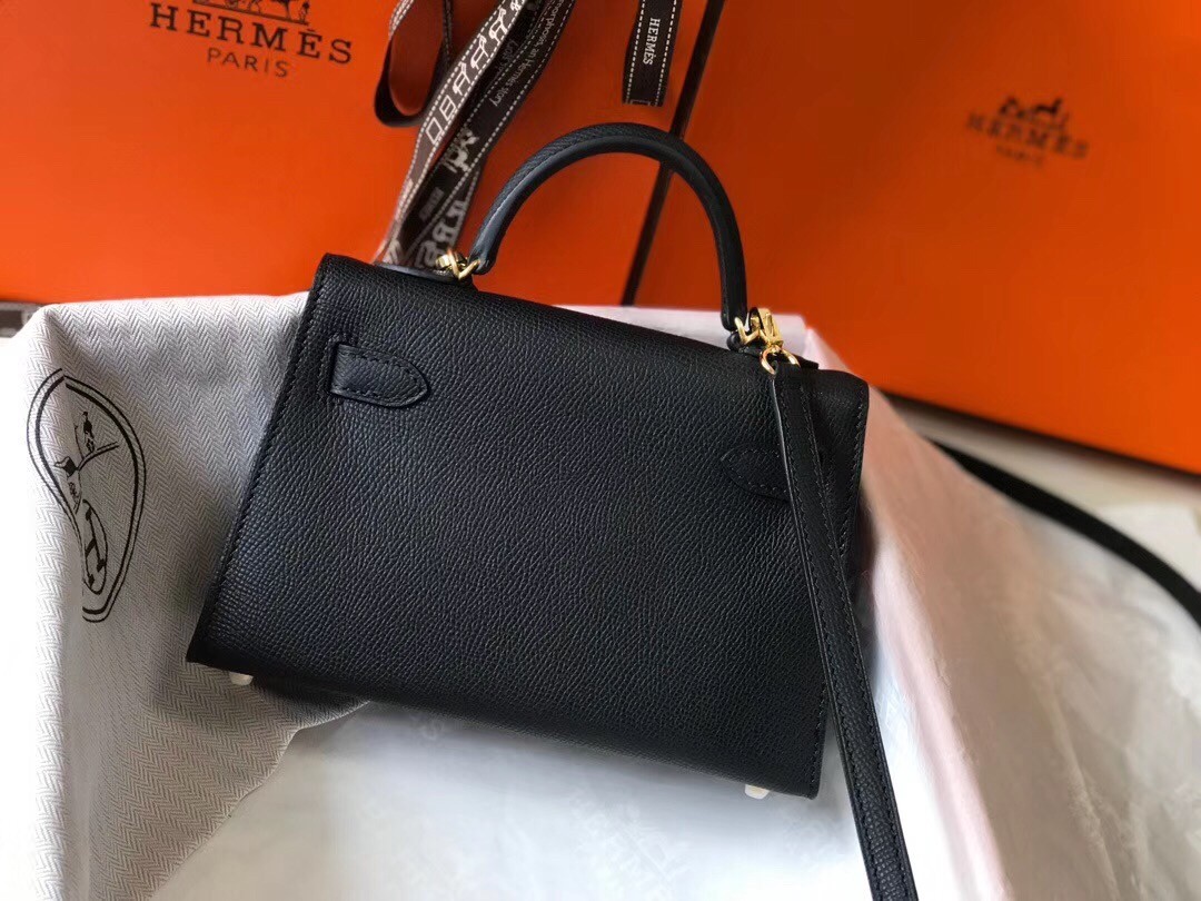 Hermes Kelly Mini II Bag In Black Epsom Leather