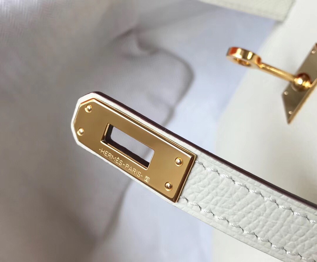 Hermes Kelly Mini II Bag In White Epsom Leather