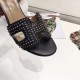 Hermes Legend Wedge Sandal In Black Calfskin With Studs